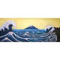 荒波と富士 パノラマ(銭湯画)