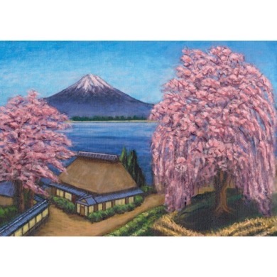しだれ桜と富士山(銭湯画)